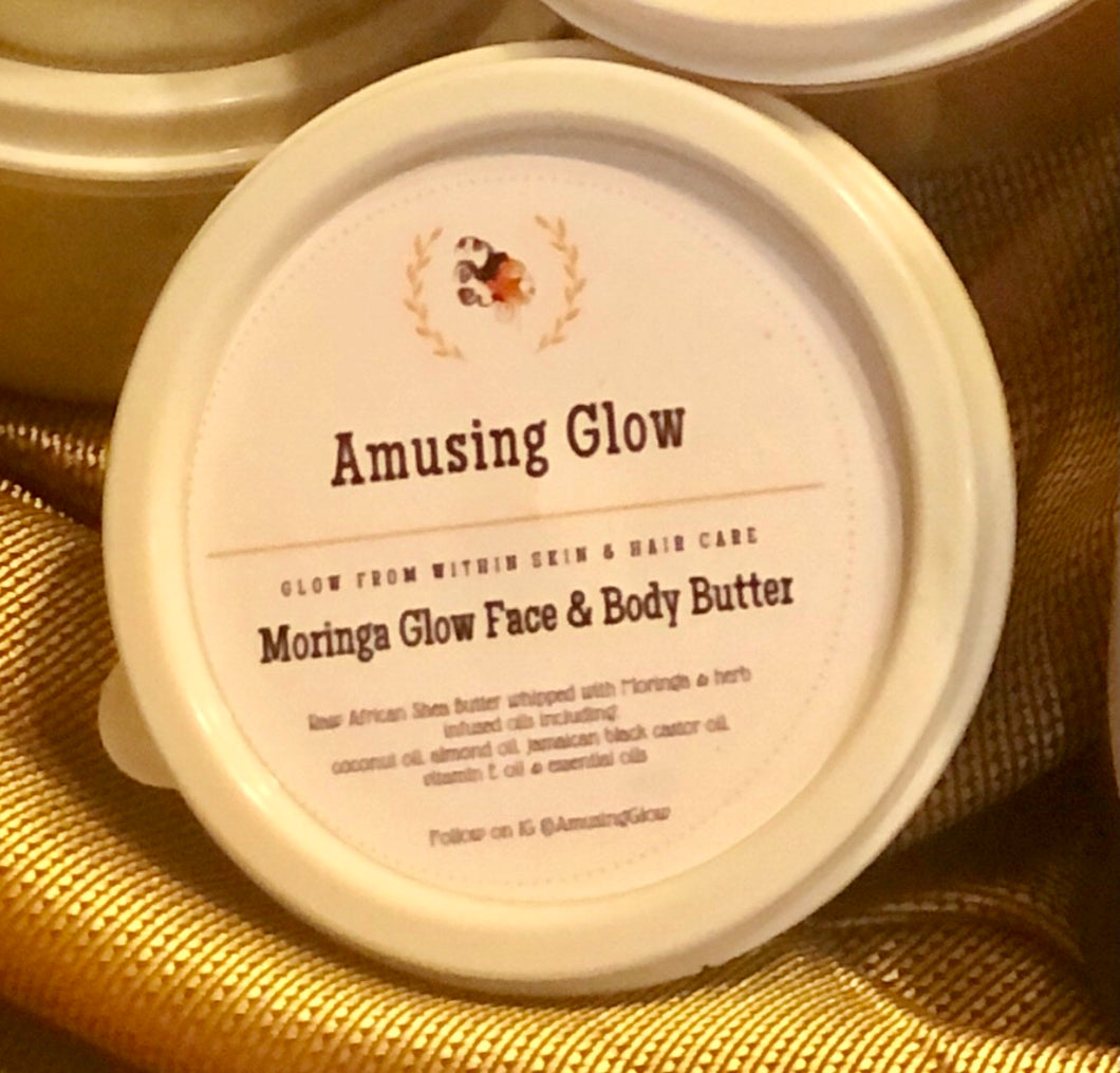 Raw African Shea Butter whipped with Moringa & herb infused oils including: coconut oil, almond oil, Jamaican black castor oil, vitamin E oil & essential oils.